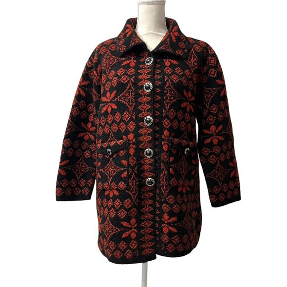 Arpaci Scandinavian Folk Jacket Ethnic Jacquard Wool Print Cardigan Sweater M - Picture 11 of 11